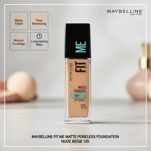 Maybelline Fit Me Matte + Poreless Foundation- Nude Beige 125 Size: 30ml